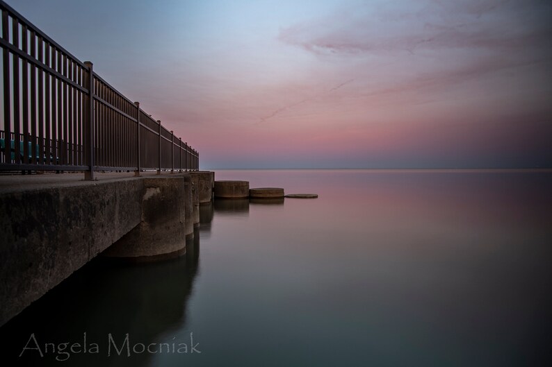 Lake Erie Sunset Print / Luna Pier Michigan Art / Great Lakes Etsy