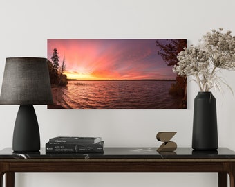 Muskallonge Lake Sunrise Panorama Print on Metal / Upper Peninsula Michigan Landscape Photography / Nature