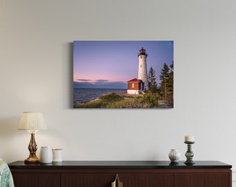 Crisp Point Lighthouse Looking Away from the Sunset Print / Upper Peninsula Michigan Photography / Lake Superior