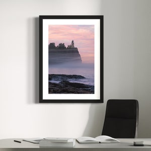 Split Rock Lighthouse Fog Lines Print  / Metal Print - Canvas - Lustre / Minnesota Great Lakes Photography