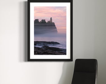 Split Rock Lighthouse Fog Lines Print  / Metal Print - Canvas - Lustre / Minnesota Great Lakes Photography