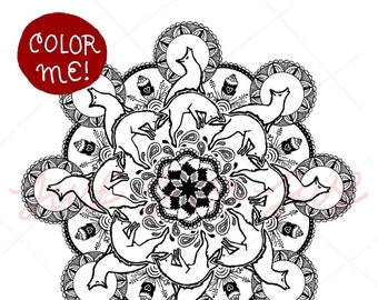 Adorable Fox Mandala - Coloring Page