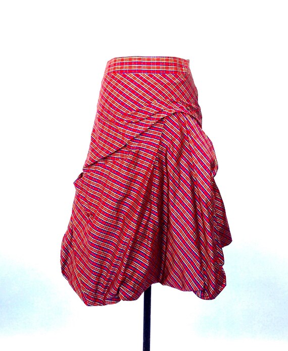 Puff Ball Flamenco Style Skirt in Red Tartan Silk / Evening & | Etsy UK