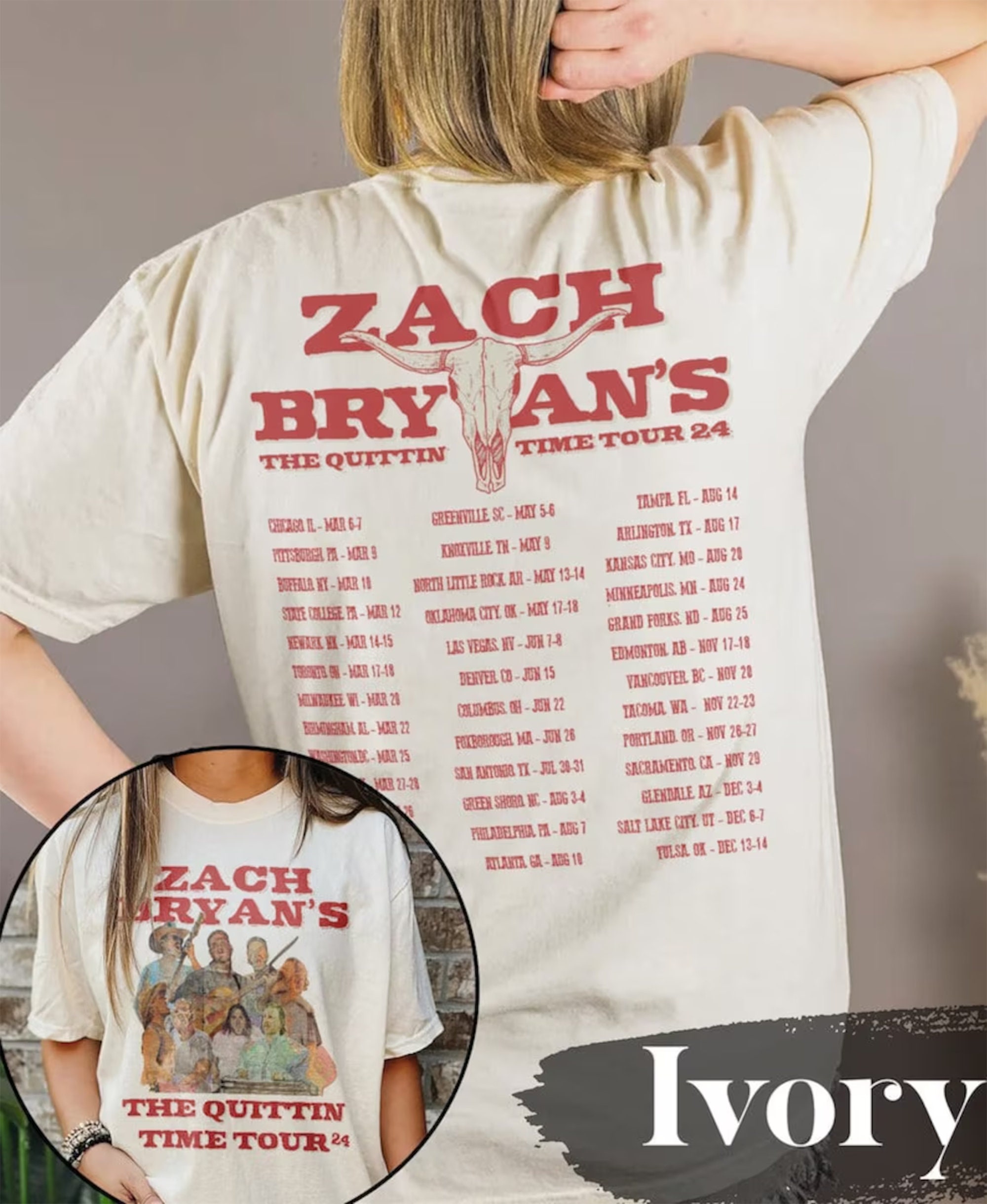 Zach Bryan The Quittin Time Tour 2024 Shirt, Zach Bryan Double Sided T-Shirt