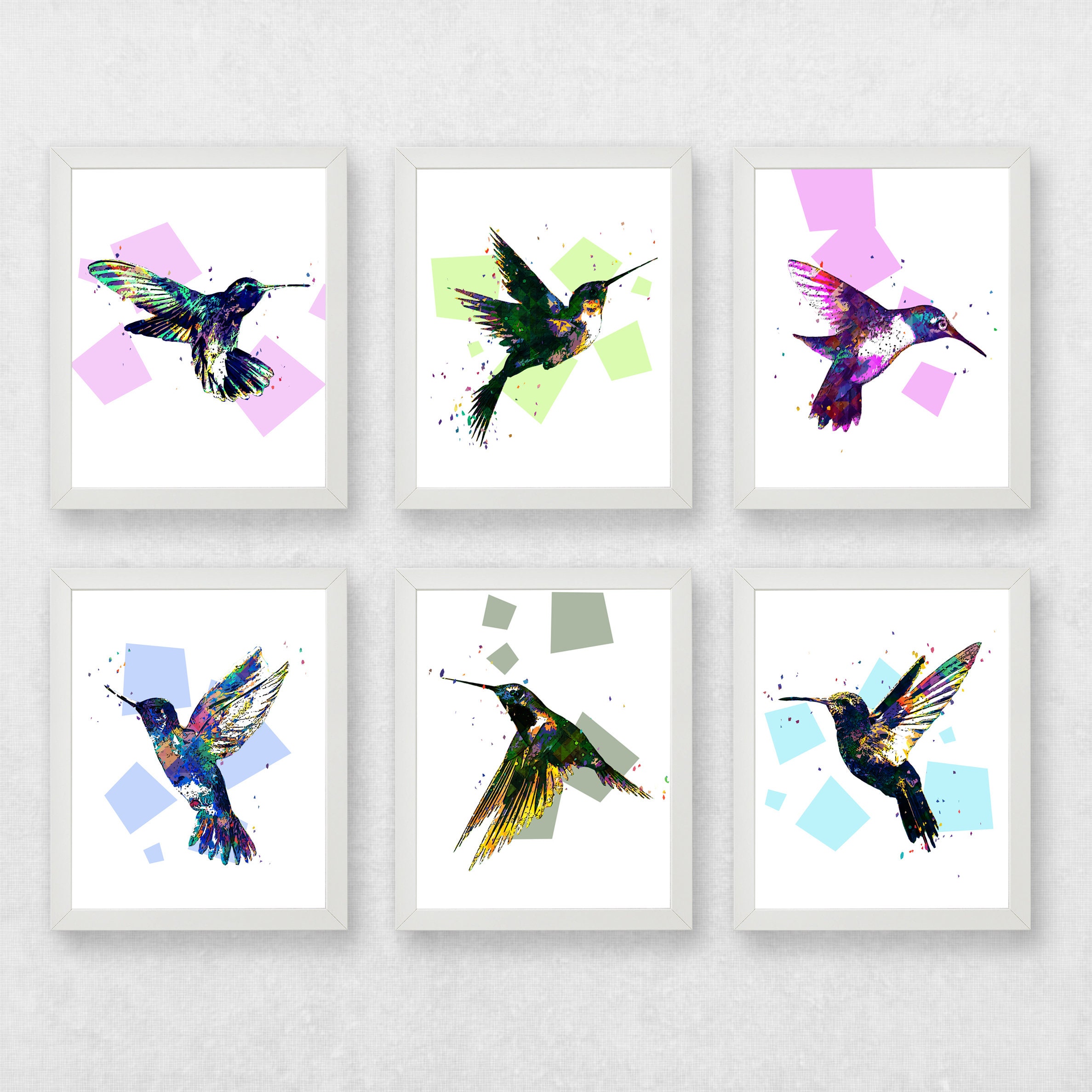 Hummingbird set set of bird prints humming bird prints Etsy