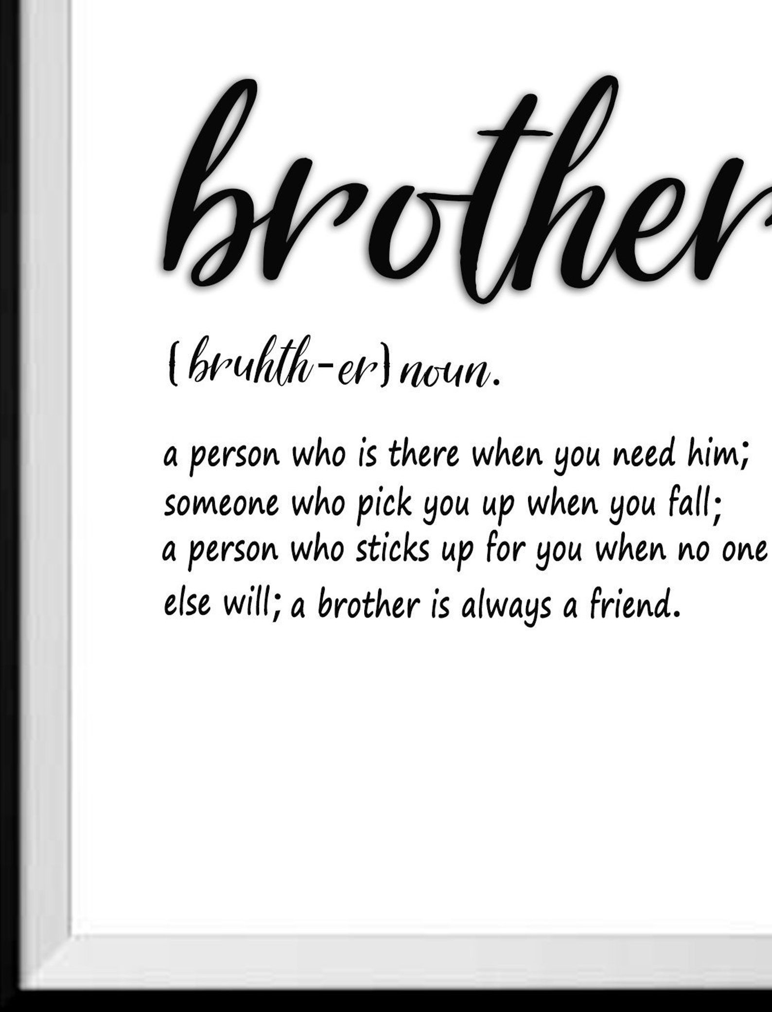 Brother sign Brother definition sign Definition wall art Etsy