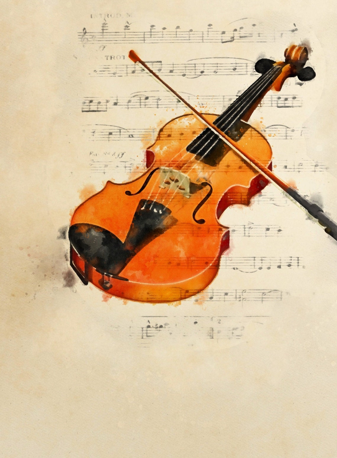Aquarelle de violon affiche de violon affiche de violon Etsy