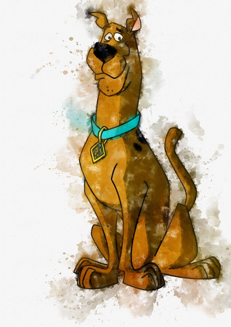Set of 6 scooby doo print watercolor scooby doo posterscooby | Etsy