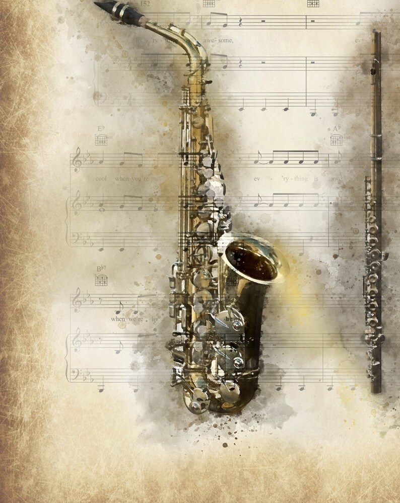 musical poster sax wall art saxophone watercolor. sax poster Saxophone music watercolour print music sheet art poster of sax