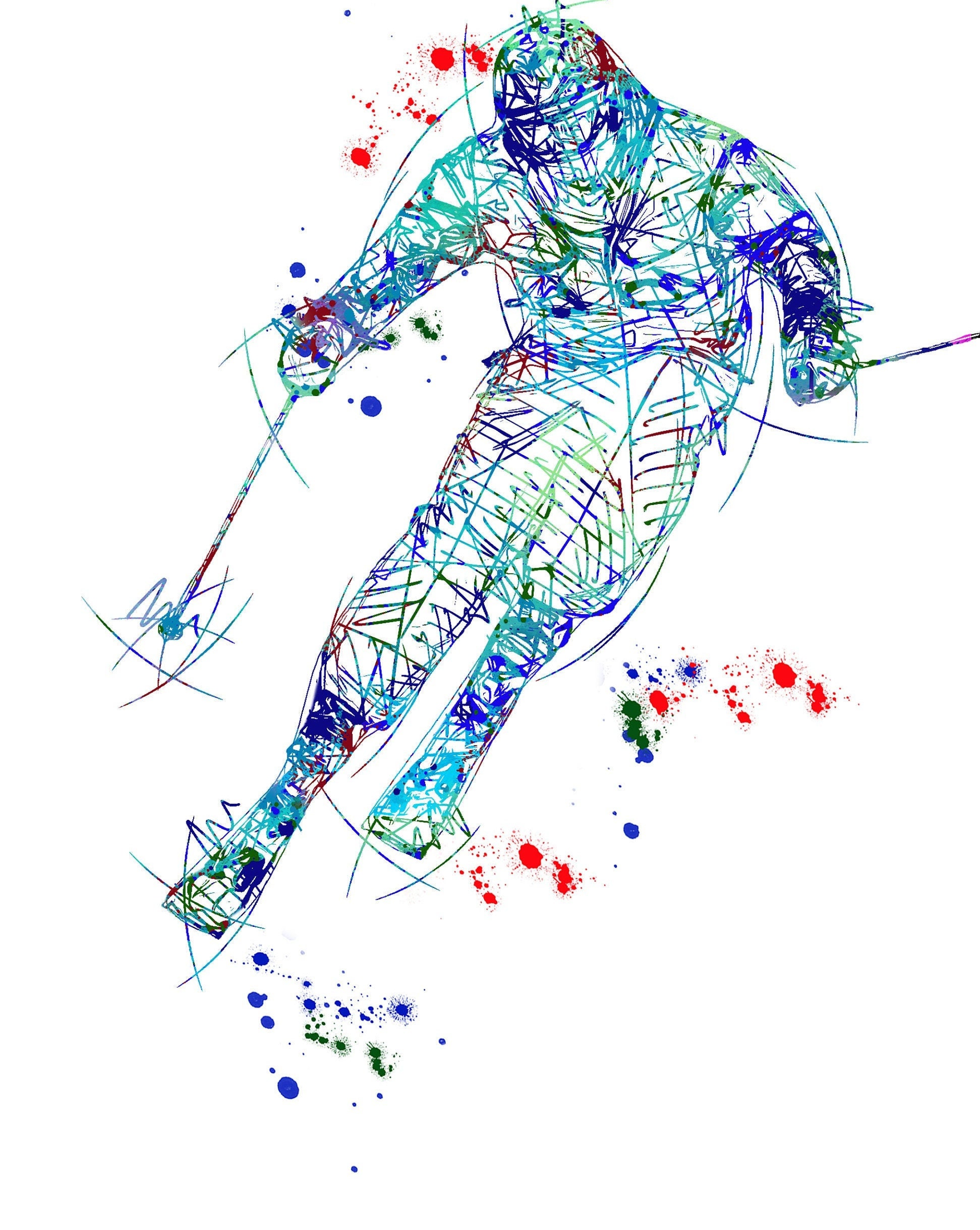 Satz von 4 Skifahren grobe Skizze Drucke Ski-Skizze-Set | Etsy