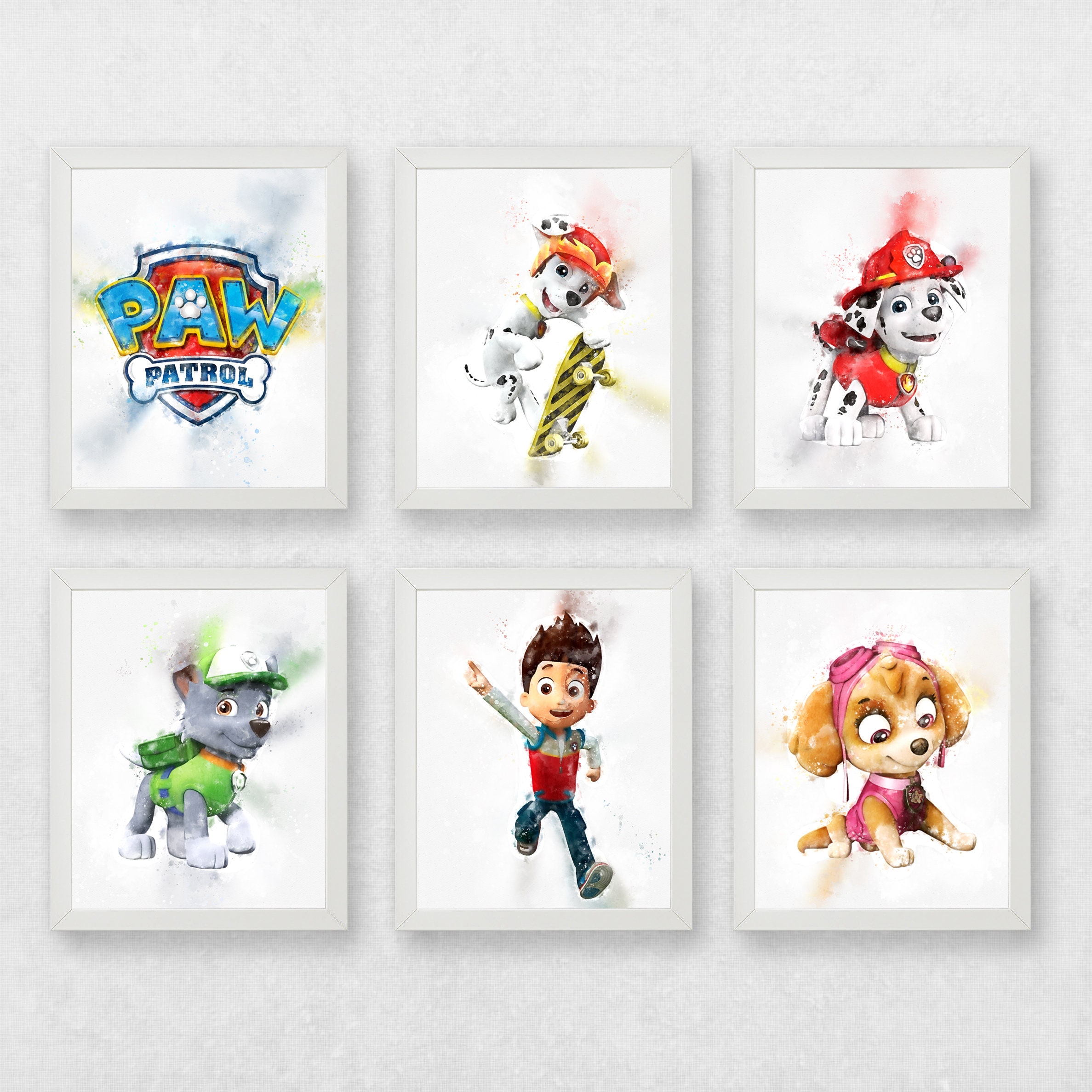 Set of 6 paw patrol prints paw patrol poster poster of paw | Etsy