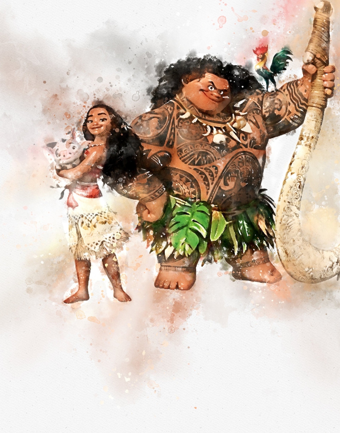 Set of 6 moana watercolour prints moana wall art poster of | Etsy