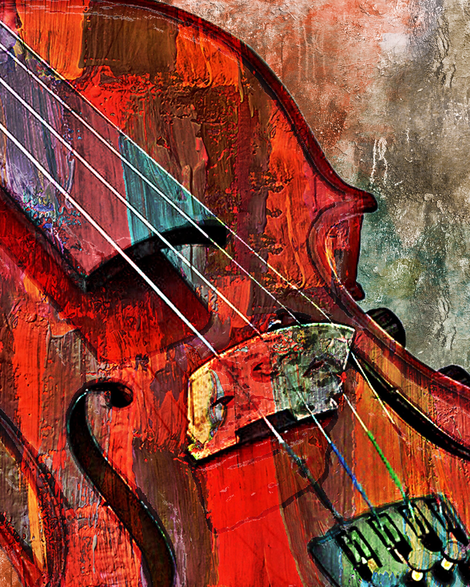 Set of 4 Violin paint effect print musical instrument violin Etsy