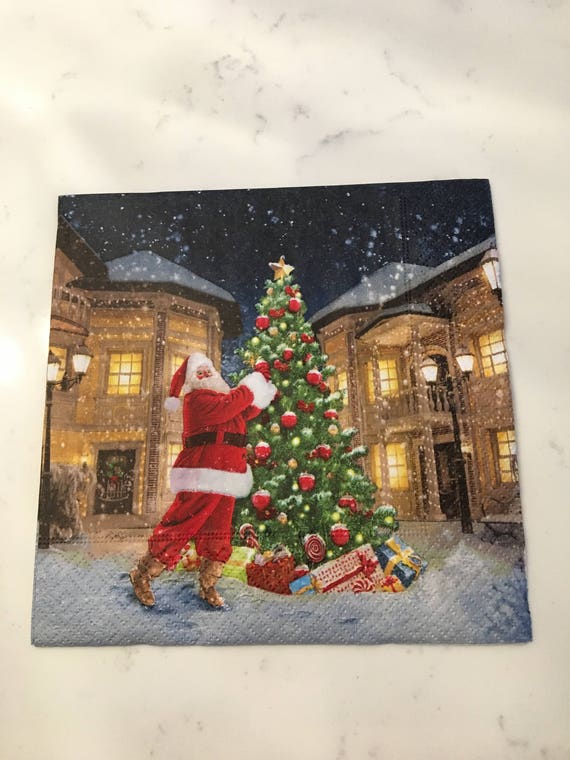4 Christmas Decoupage Napkin, Paper decoupage napkin, Winter napkin, napkins for decoupage, paper craft, paper decoupage, decoupage crafts