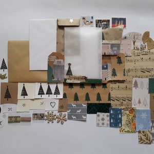 Kit de coisas efêmeras festivas de Natal Mystery Surprise Snailmail Journal Artesanato de Natal - 50 peças