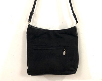 Koltov - A black faux suede shoulder bag with a convenient outer pocket and several inner compartments and pockets - very practical!