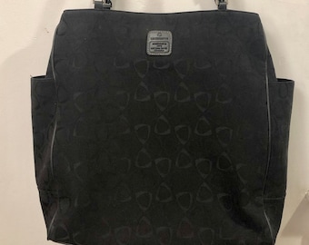 Liz  Claiborne  - A black canvas monogrammed triangle logod tote - handsome, beautifully crafted - made to last!