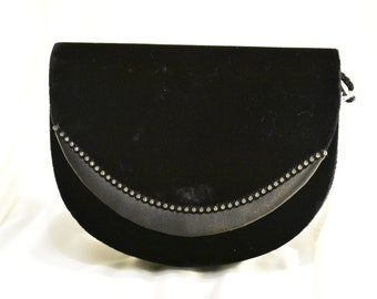 Vintage - Black Velvet and Rhinestone Evening Bag