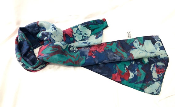 A bold and beautiful deep indigo blue silk scarf … - image 5
