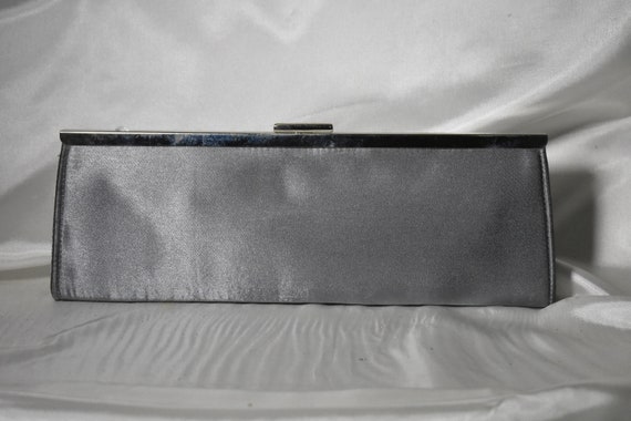 Pearly Silvery Grey Satin Evening Bag - image 2