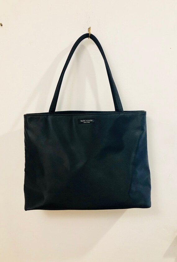 Kate Spade A Black Water Resistant Zippered Micro Fiber Tote Shoulder Hand Bag A Handsome Classic Perfect For Work Or Out And About