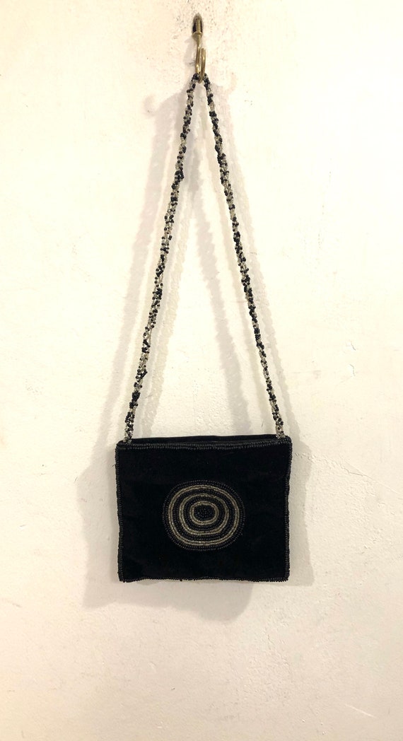 Vintage - A lovely little black velour evening bag