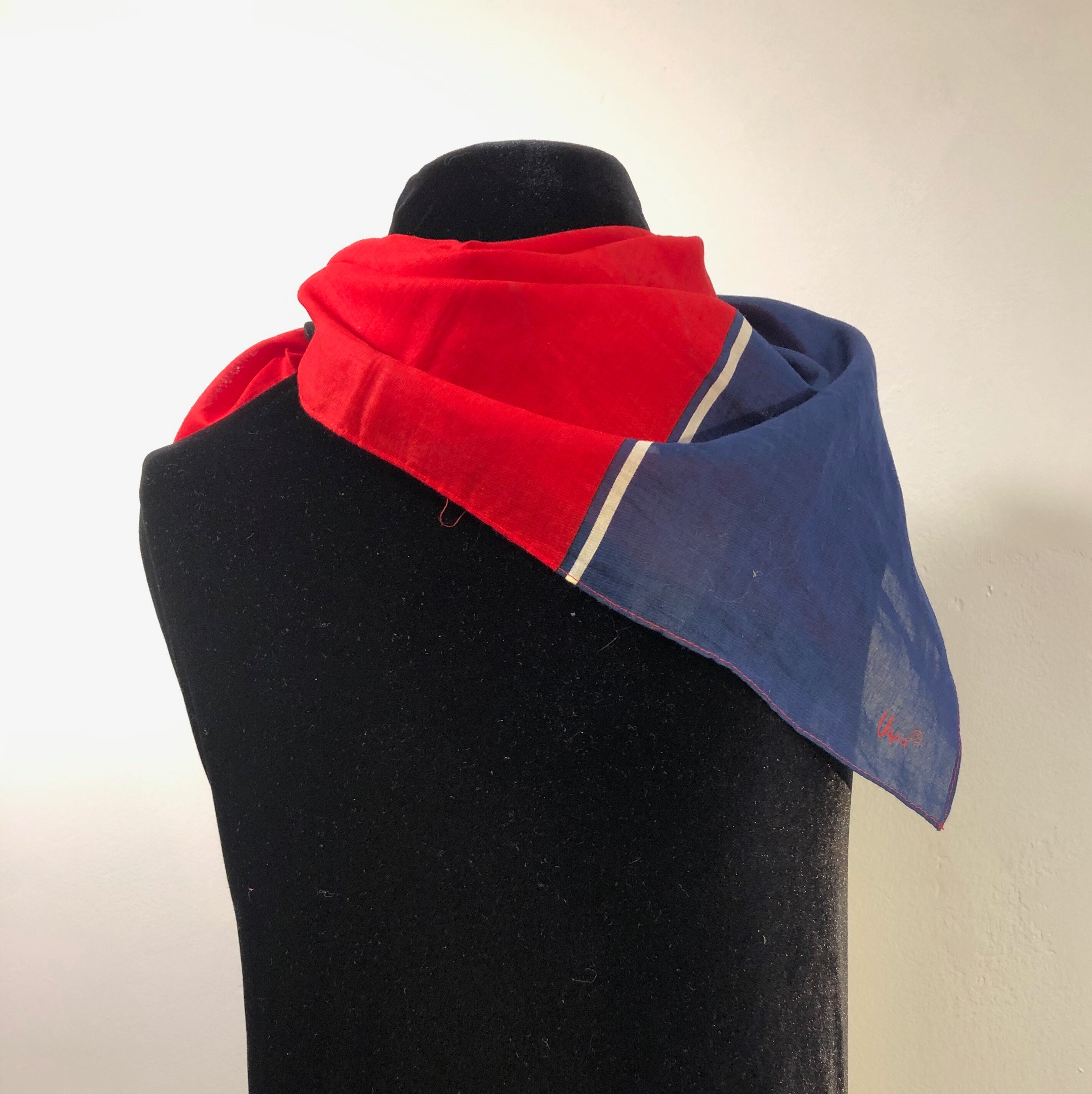 Vera - Vintage Made in Japan - A Stylish Red and Blue Cotton