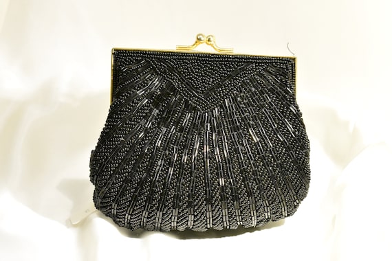 Vintage Black Beaded Carla Marchi Evening Bag - image 1