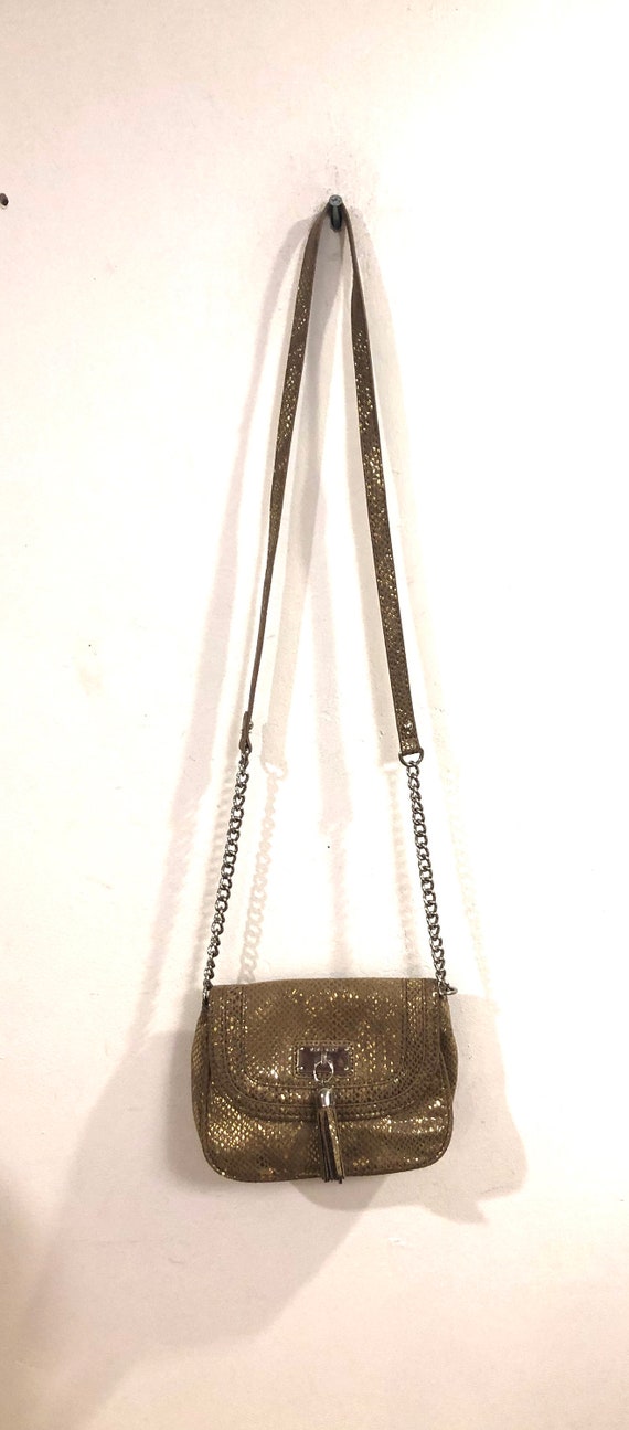 Midi Sac Snakeskin Embossed Leather Crossbody Bag - Beige In Tan Snake