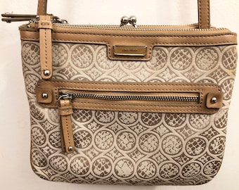 Nine West - A handsome shades of beige patterned damask fabric shoulder bag - practical, all occasion - all seasons