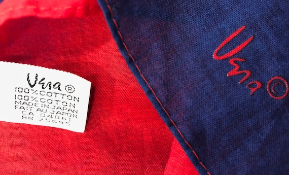Vintage Vera Silk Scarf / Red White Blue Geometric Print