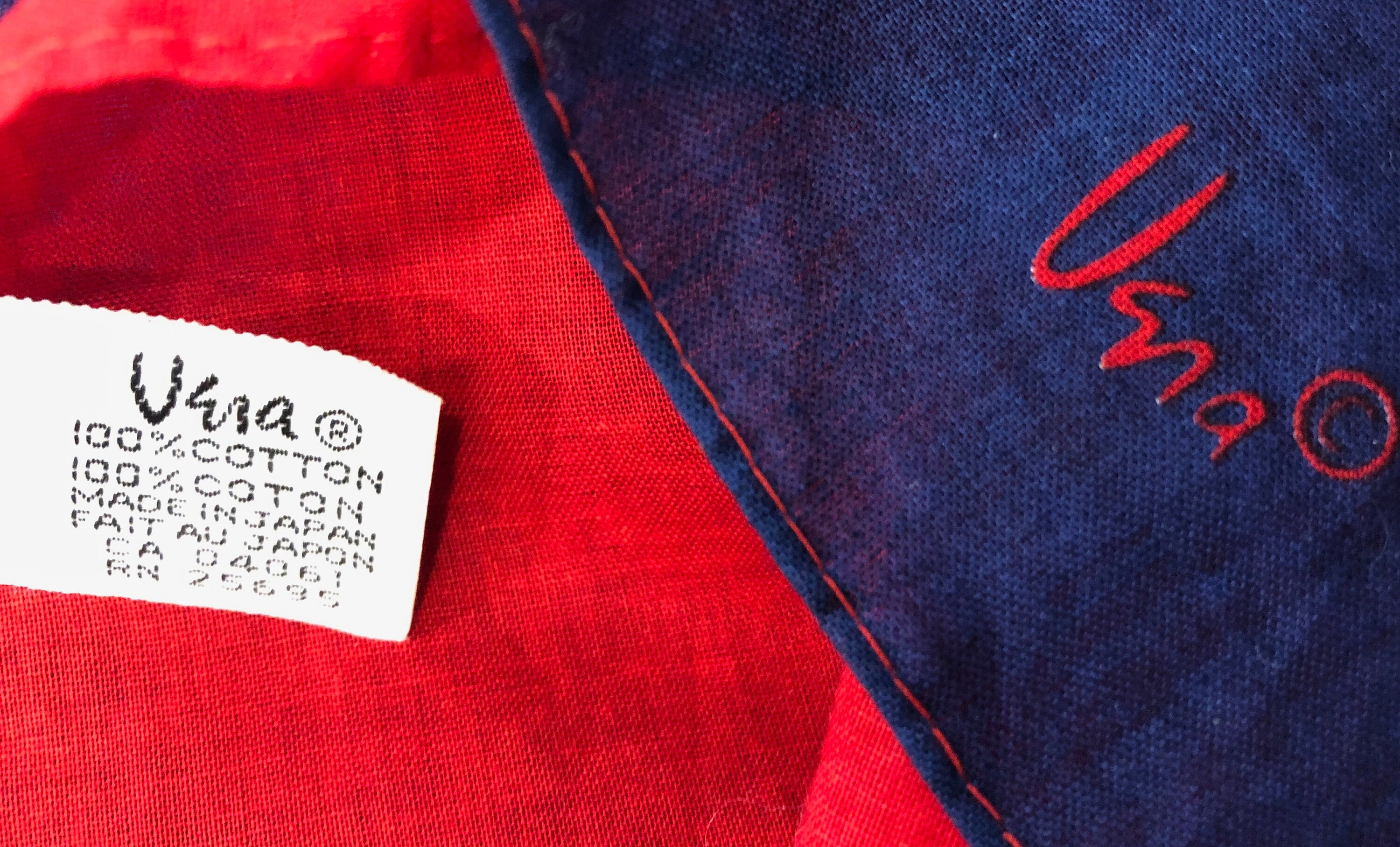 Vera - Vintage Made in Japan - A Stylish Red and Blue Cotton