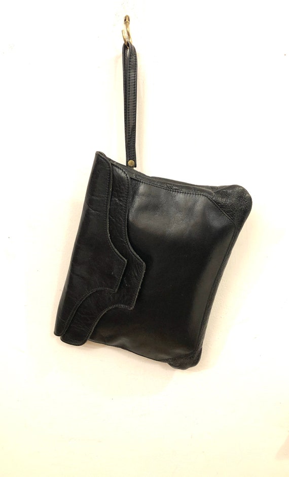 Soft black leather clutch bag sale