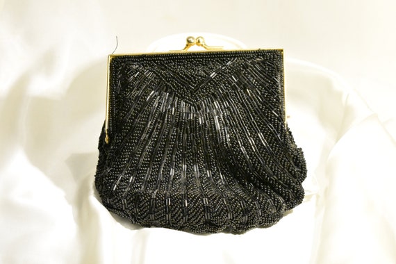 Vintage Black Beaded Carla Marchi Evening Bag - image 3