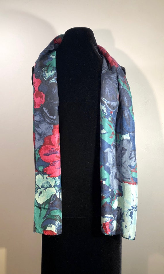 A bold and beautiful deep indigo blue silk scarf … - image 3