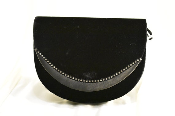 Vintage - Black Velvet and Rhinestone Evening Bag - image 1