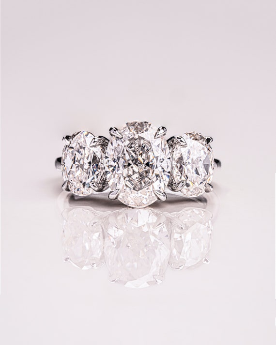 The Olivia 3 Stone Oval Zen Moissanite Etsy