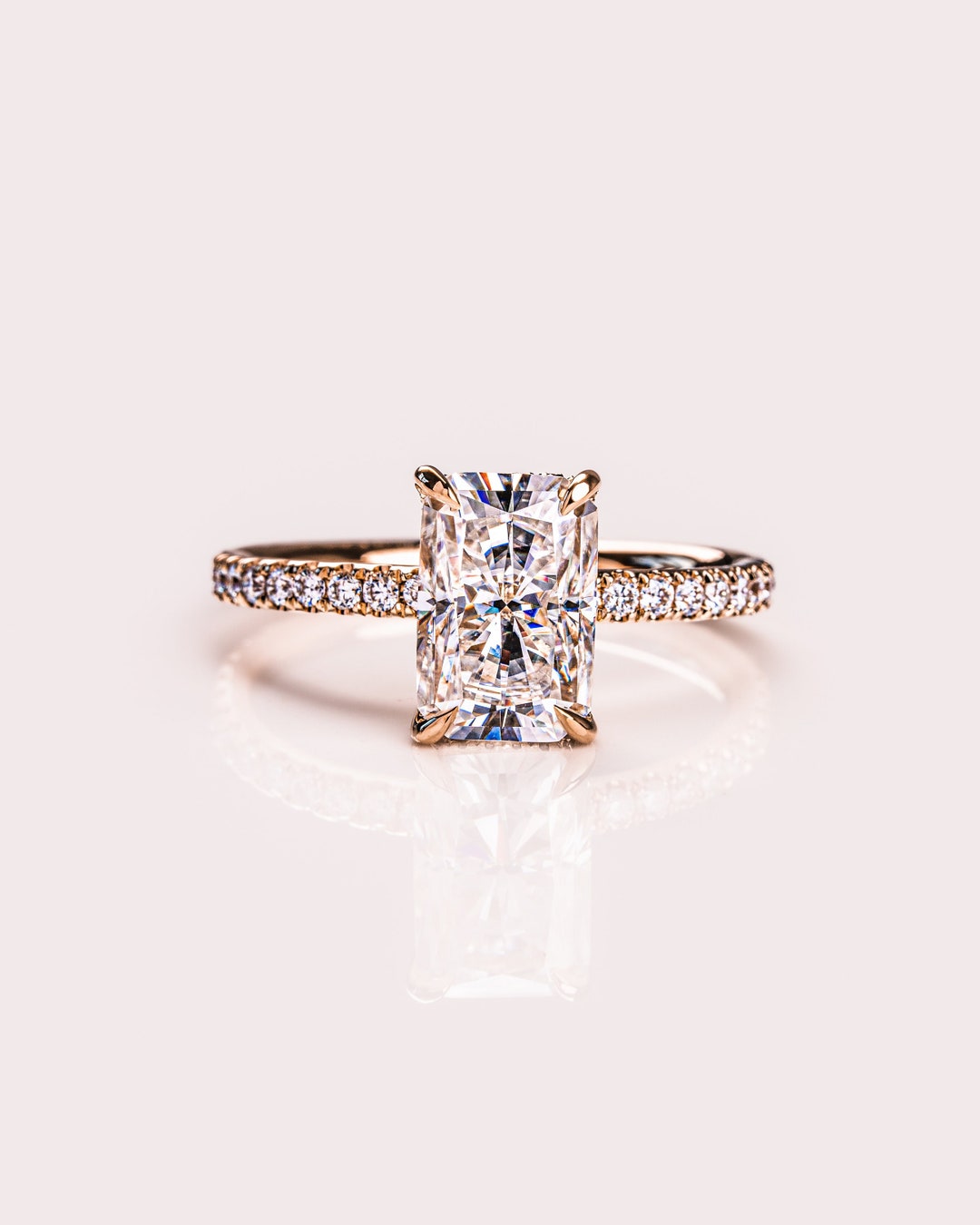 Harley Radiant Cut Moissanite Engagement Ring With Hidden Halo