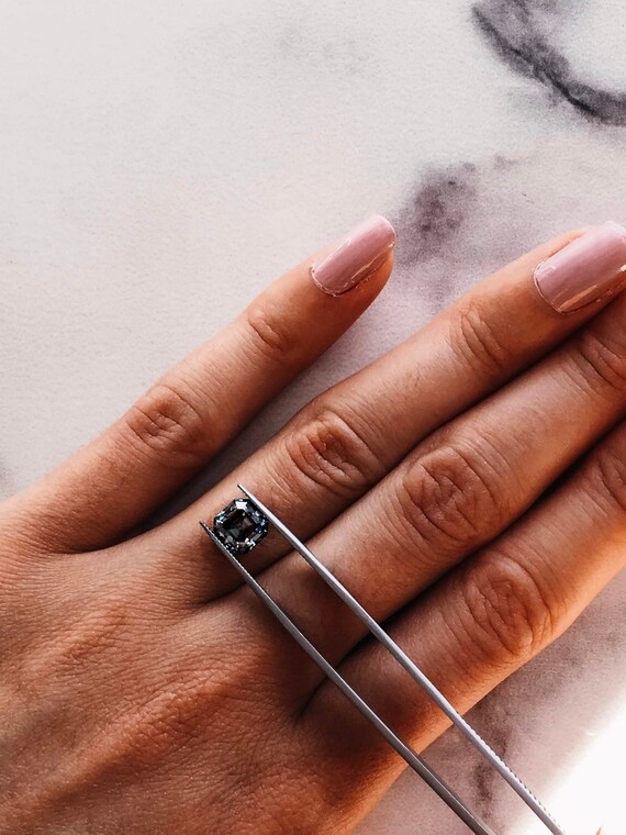 Asscher Cut Dark Grey Moissanite Loose Stone Zen Moissanite Etsy
