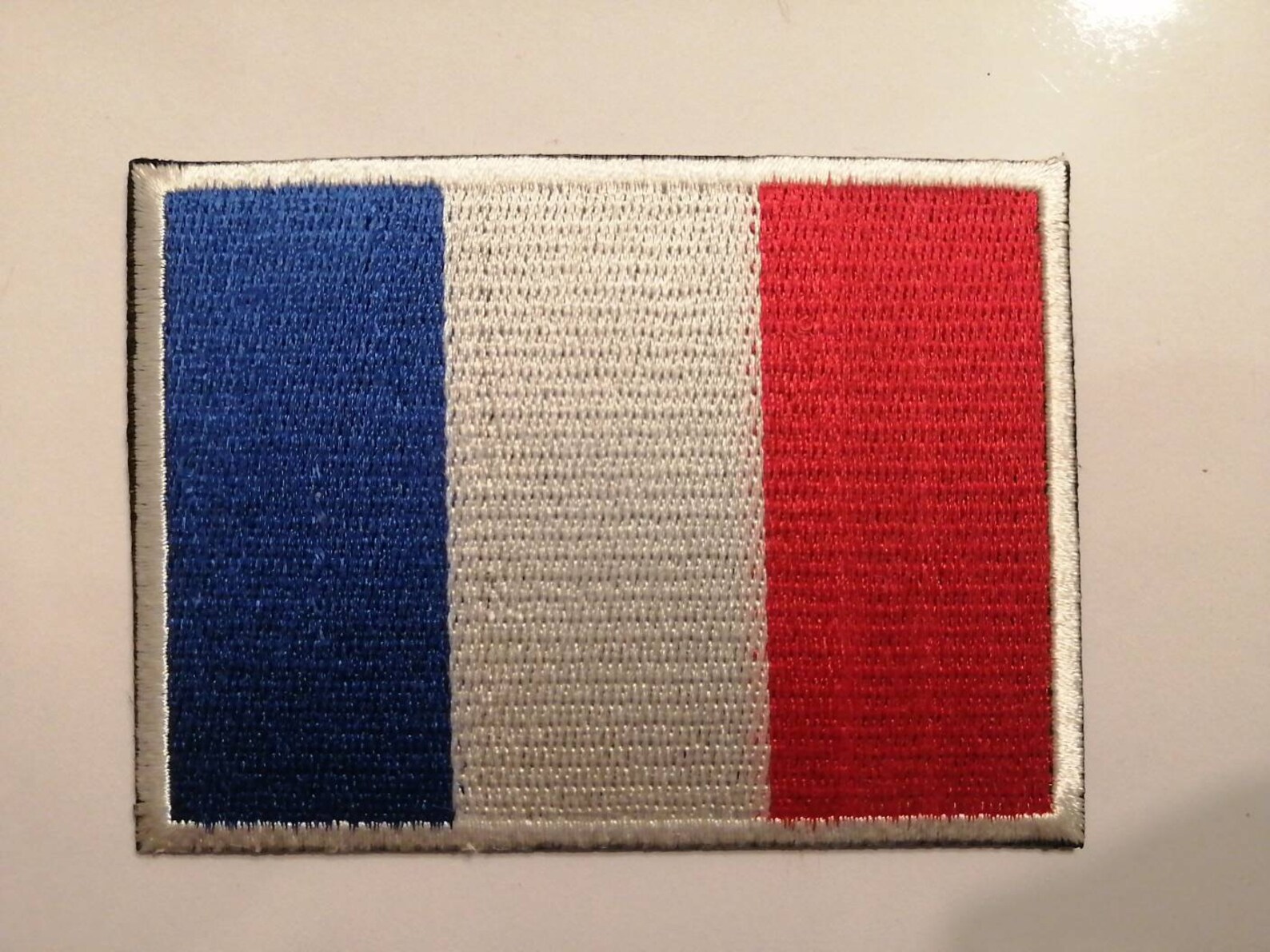 thumbnail image 2 of Small French Flag Patch – Iron On Embroidered For Backpacks, Jackets & Clothing 2 of 3