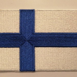 Finland Flag Siniritilippu Finnish Flag Patch Iron On Embroidered Hotfix Patch 8.60 cm x 6.20 cm