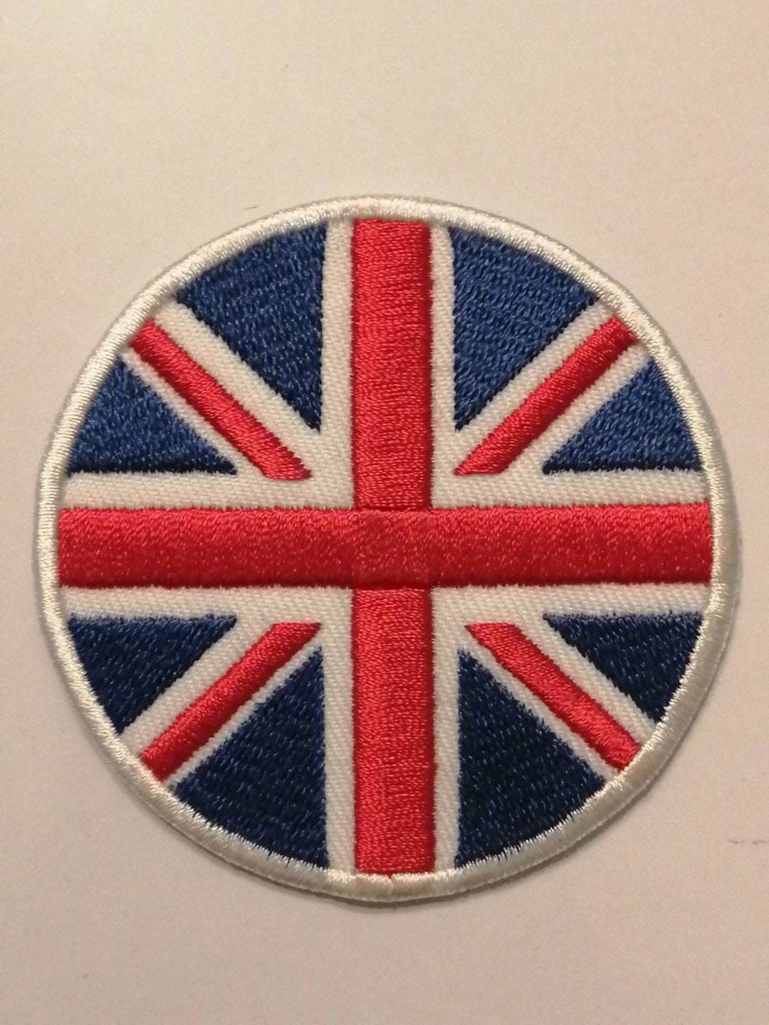 UK Union Jack Flag Round British Flag Patch Iron on Embroidered Hotfix ...