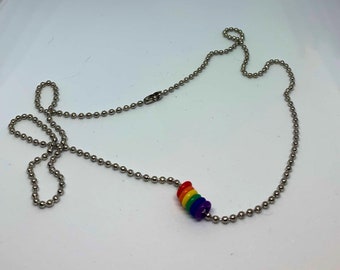 Rainbow Small Ring Chain Necklace