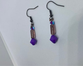 Purple Geometric Earrings