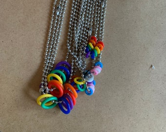 Rainbow Large Ring Chain Necklace