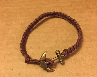 Brown bamboo bracelet with anchor charm
