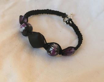 Purple and Black Beaded Bracelet