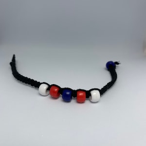 Red, White and Blue Pony Bead Macramé Bracelet