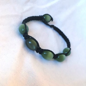Translucent Green Bead Black Bamboo Bracelet