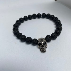 Skull Lava Bead Bracelet